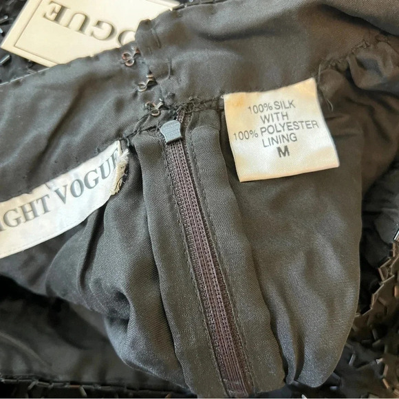 vintage NIGHT VOGUE Black 100% Silk Beaded Mini Swing Skirt Small NWT - Picture 3 of 9
